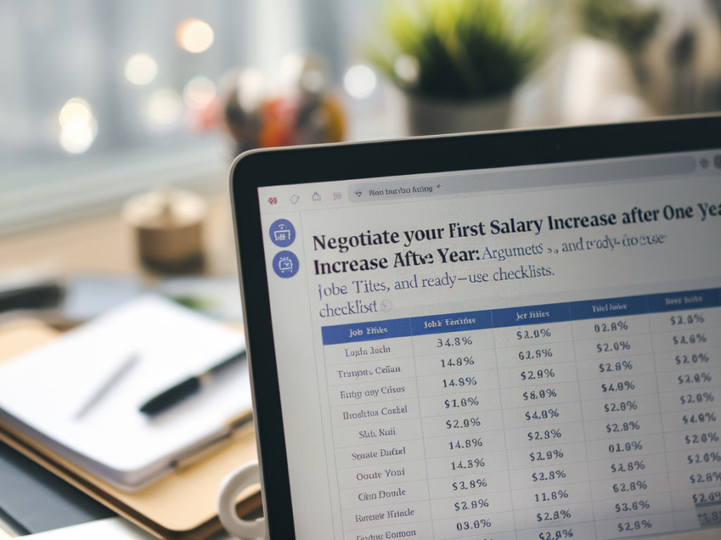 Négocier votre première augmentation après un an : arguments chiffrés et tableau de suivi prêt à l'emploi