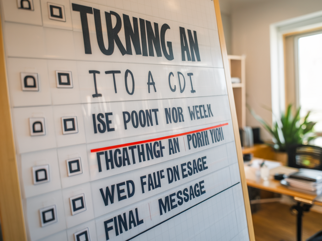 Checklist ultime pour transformer une alternance en cdi : preuves à collecter, points hebdomadaires et message final
